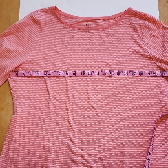 Talbots Pink Ribbed Long Sleeve Tee - Picture 6 of 7